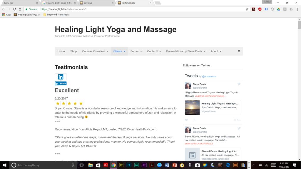 Reviews of Healing Light Yoga and Massage